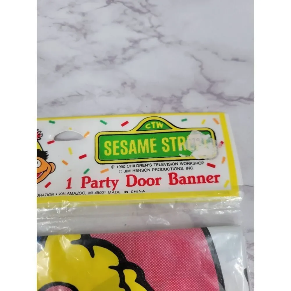 Sesame Street Big Bird Party Door Banner - Yellow/Red Birthday Party Vintage 90s